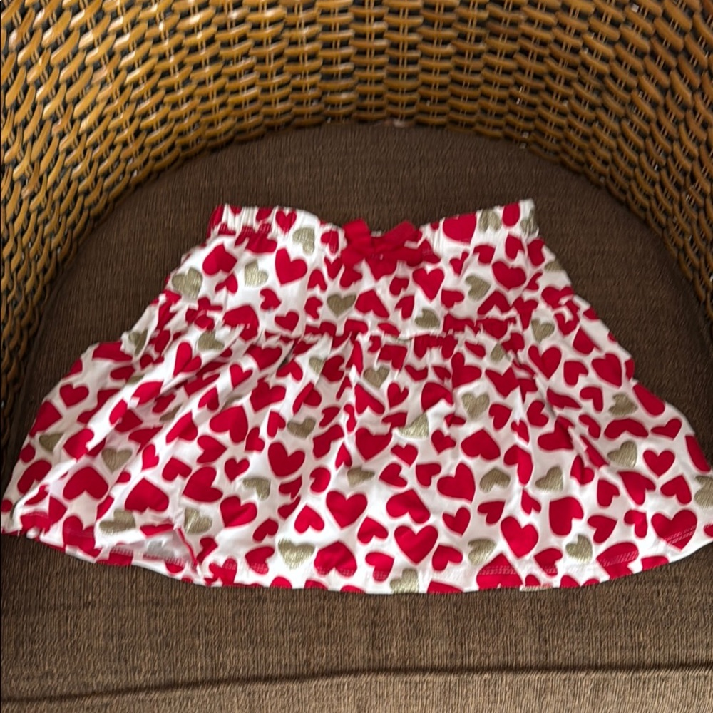 Heart Patterned Skirt - Red and Gold